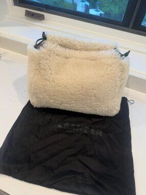 Jil Sander Shearling White Bag